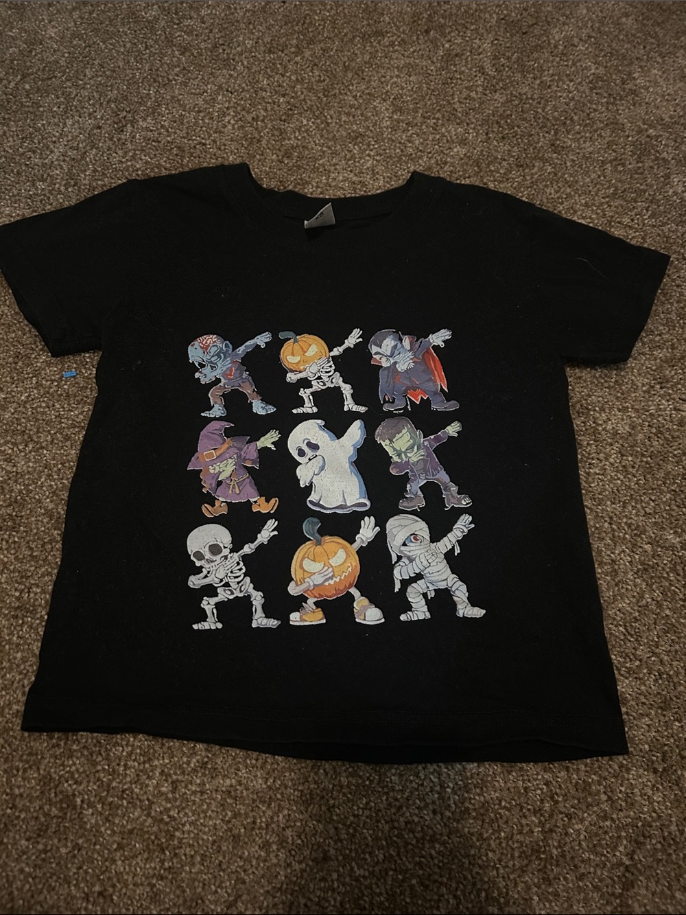 Kids Black Halloween Character Short Sleeve Tee
